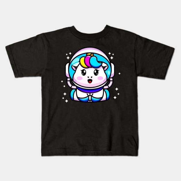 Cute Unicorn Astronaut Kawaii Chibi Children Kids T-Shirt by Foxxy Merch